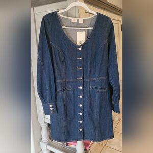 Nwt Levi's Denim Button-Front Mini Flare Dress